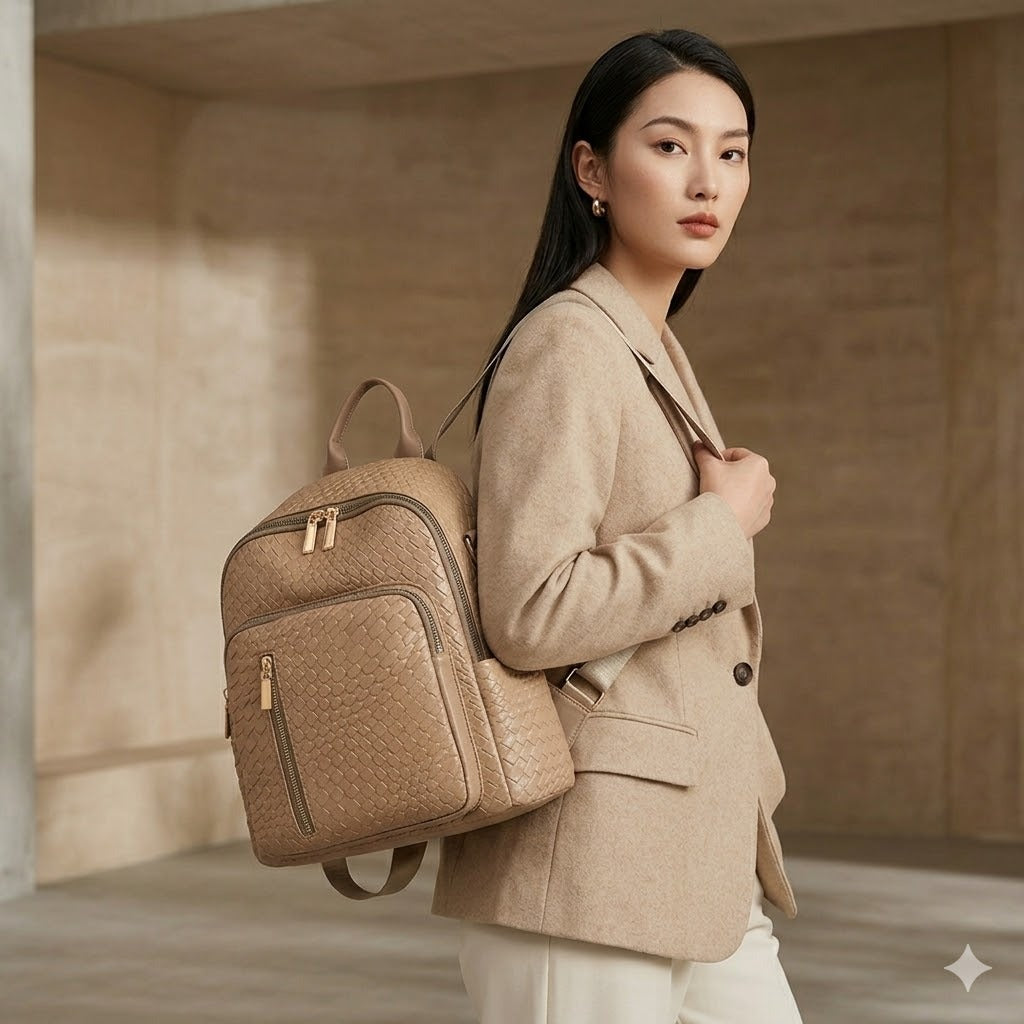 Luxury Textured Leather Backpack for Women