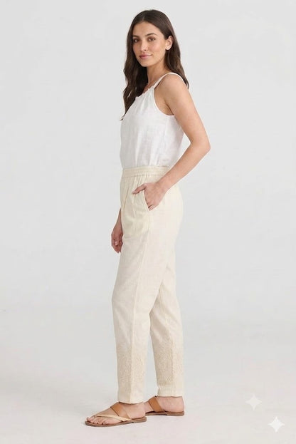 Off-White Tapered Trouser with Embroidered Hem