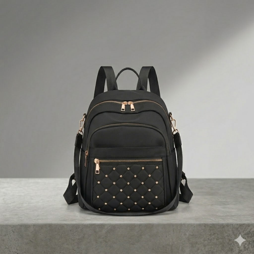 Urban Chic Studded Nylon Backpack & Shoulder Bag