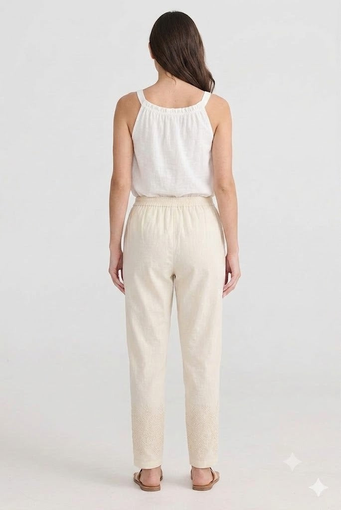 Off-White Tapered Trouser with Embroidered Hem