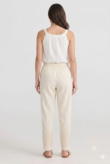 Off-White Tapered Trouser with Embroidered Hem