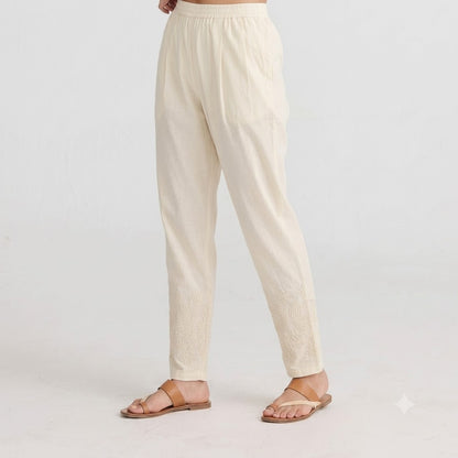 Off-White Tapered Trouser with Embroidered Hem