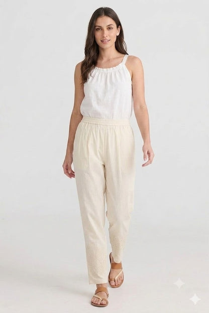 Off-White Tapered Trouser with Embroidered Hem