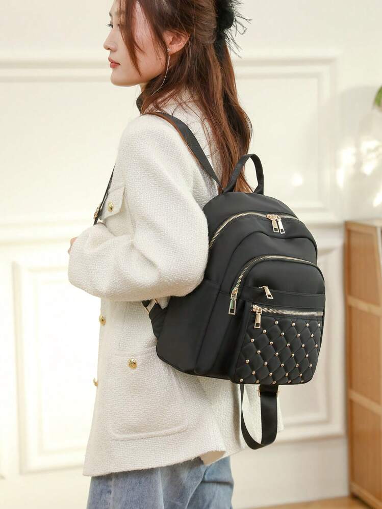 Urban Chic Studded Nylon Backpack & Shoulder Bag