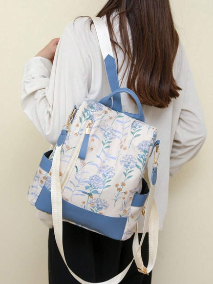 Pastel Floral Convertible Backpack & Shoulder Bag