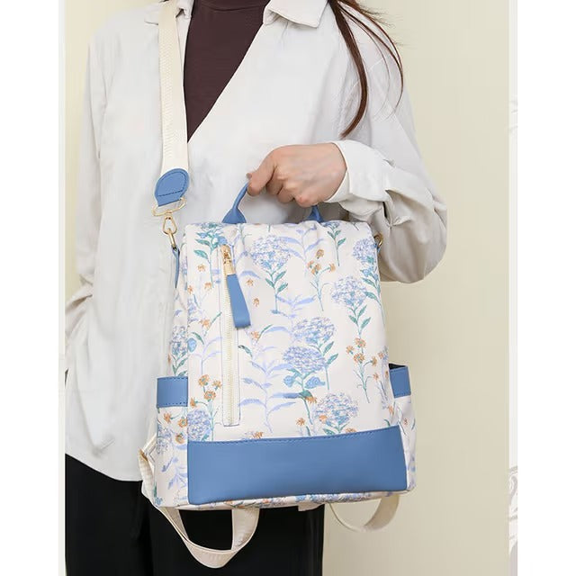 Pastel Floral Convertible Backpack & Shoulder Bag