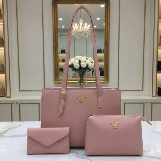 Elegance Personified: 3-Piece Premium light pink   Handbag Set