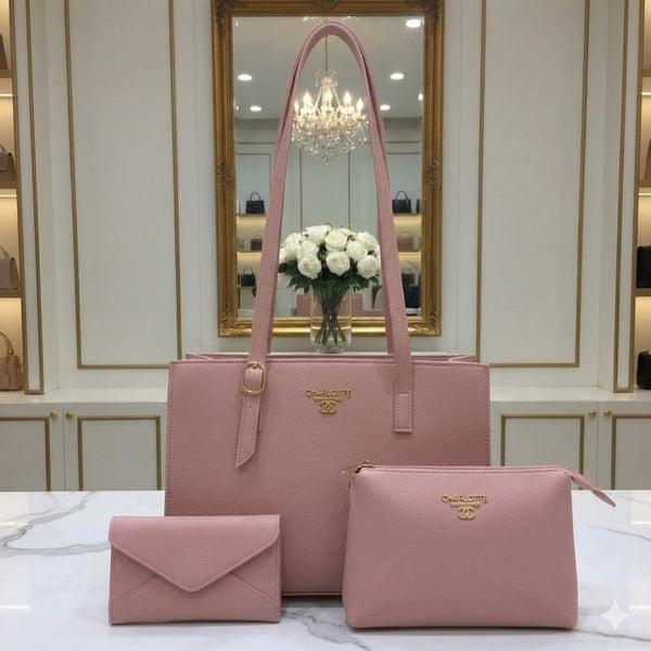 Elegance Personified: 3-Piece Premium light pink   Handbag Set