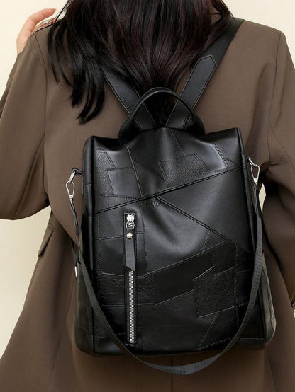Vintage Patchwork Leather Backpack & Shoulder Bag for Women