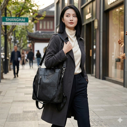 Vintage Patchwork Leather Backpack & Shoulder Bag for Women