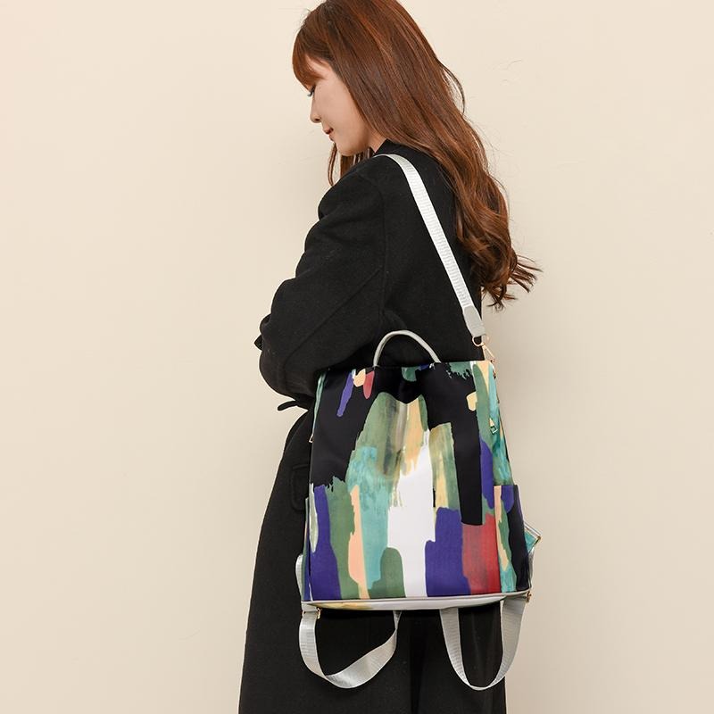 Abstract Art Print Waterproof Backpack & Shoulder Bag for Women