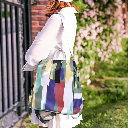 Abstract Art Print Waterproof Backpack & Shoulder Bag for Women