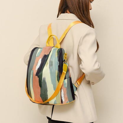 Chic Watercolor Art Pattern Anti-Theft Backpack for Women