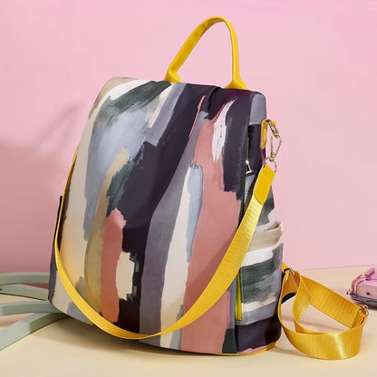 Chic Watercolor Art Pattern Anti-Theft Backpack for Women